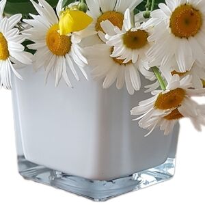 Minimalist White Glass Cube Vase | Modern Polish Art Glass